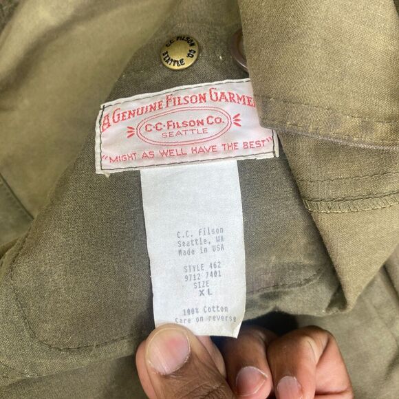 Vintage CC Filson Style 462 Tin Cloth Waxed Jacket Coat Hunting Size XL USA - Picture 8 of 11